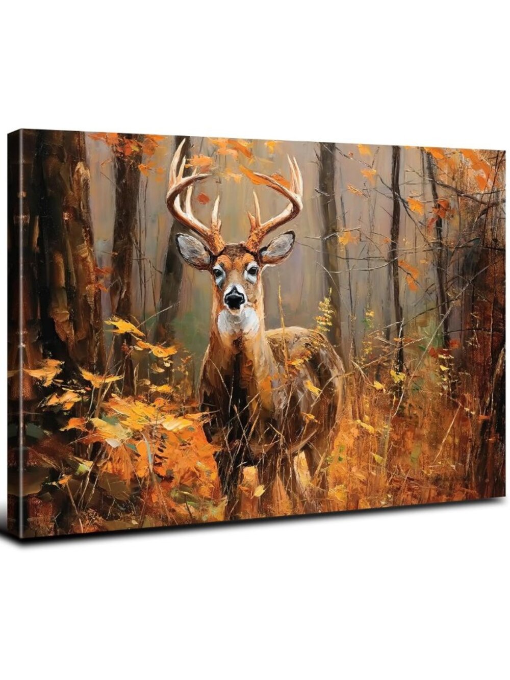 Autumn Deer Wall Art - Rustic Woodland Animal Canvas Decor for Home & Cabin